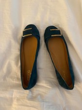 Coach suede blue with gold buckle ballet flats very good condition