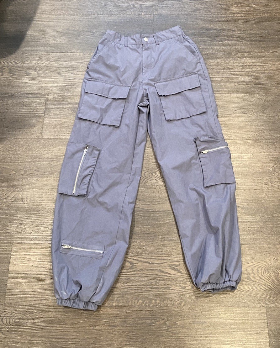 Harper & Ivy Womens Parachute Cargo Pants in Tan Military A1 Blue Gray Size S