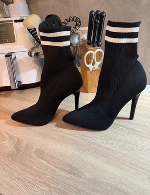Schwarze Sock Boots Stiefeletten Gr. 40