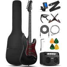 Electric Guitar Kit for Beginners with Amp SSS Pickup Black Electric Guitars ...