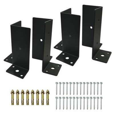 4 PCS Adjustable Base Bracket for 4x4,6x6,8x8 Post，Heavy Duty Wood Fence Deck...