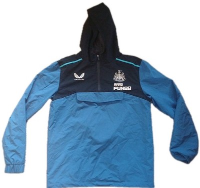Newcastle United Castore Trainings Anorak Jacke blau schwarz Kapuze 1/4 Zip Herren M