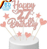 Tortendeko Happy Birthday Deko Kuchendeko 27. Geburtstag Frau, Kuchen Topper Hap