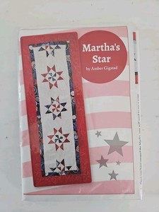 Grandma's Attic MATHA'S STAR Patriotic Table Runner Quilt Kit 16" x 40.5" NIP