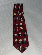 VTG Charlie Brown Gang Peanuts Neck Tie Snoopy 100 Silk