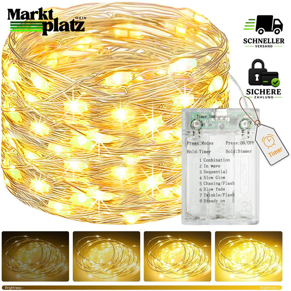 Lichterkette 50LED 5M Batterie Mit Timer FüR Innenbeleuchtung Weihnachtsdeko-image