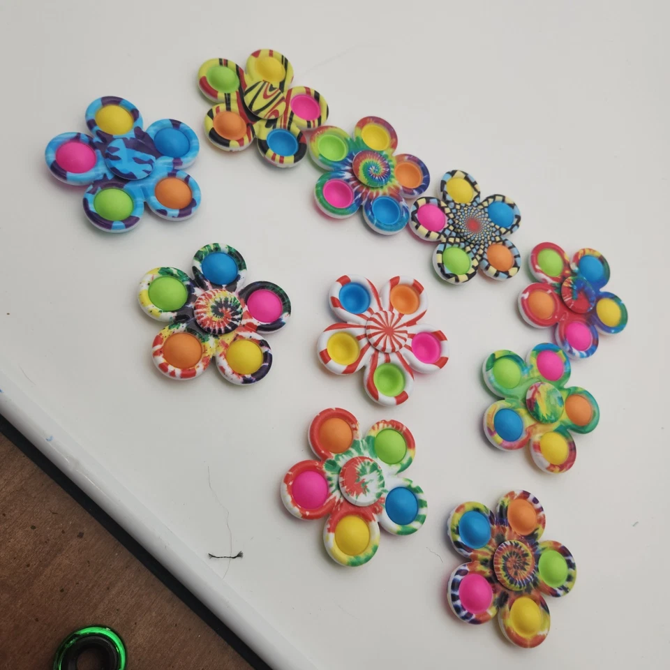 Tie-Dye Fidget Spinner Set Juguetes Sensoriales Alivio del Estrés para Niños Adultos Lote de 2 Foto 2 de 2