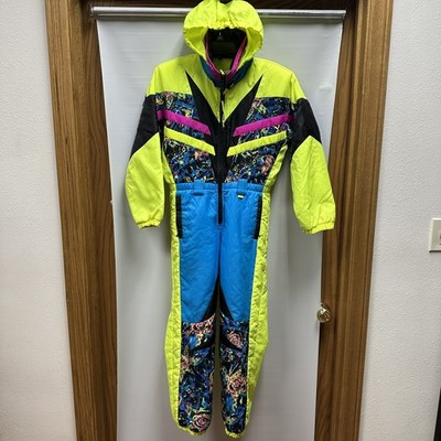 Obermeyer Gravity Ski Suit Snowboard Bib Retro Vtg 80 s Neon Hot Pink 