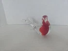 Vintage Murano Glass Bird Figurine – Red Pulled Tail Dove, Italian Art Glass