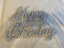 LED Neon Happy Birthday Party Backdrop Sign, White Plastic, Birthday Decoration