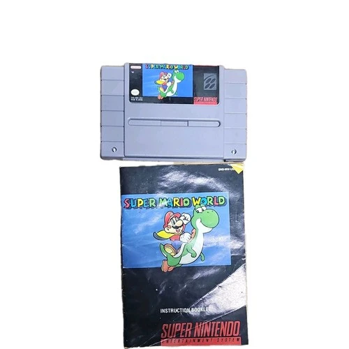 Nintendo Super Mario World SNES Platformer Game Cartridge Manual Included