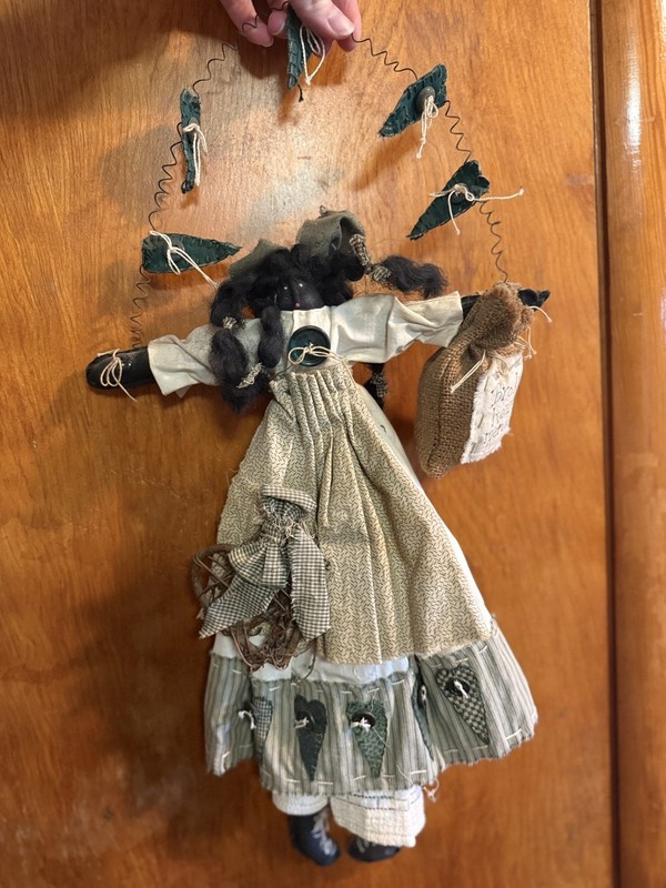 Primitive Handmade Folk Art Doll Naive Country New Tags Attached Wall Hanging