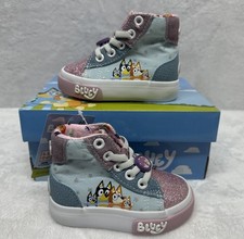 Bluey Toddler High Top Sneakers Size 6 Glitter Pink Lace Up Shoes