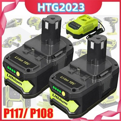 Für Ryobi P108 Akku 18V 6,0Ah Lithium One Plus RB18L50 Batterie & P117 Ladegerät