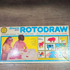 Kenner Rotodraw Drawing Toy Set w/ Box Pink Discs Farm Animals Vintage 1969