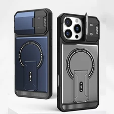 Magnetic Stand Case w/ Lens Sliding Cover for iPhone 17 Pro Max 16 15 14 13 12