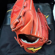Mizuno Pro Baseball Glove Pitcher Left Hand Orange Leather Used