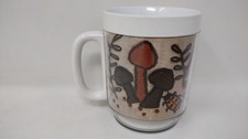 Vintage Thermo-Serv Mushroom Insulated Mug Cup Made In USA