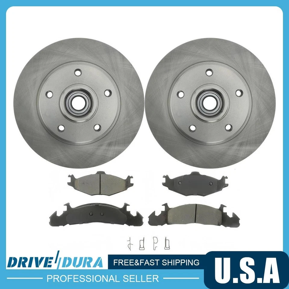Kit de rotores de freno de disco delanteros y pastillas de freno para Dodge Caravan 1986-1990 Foto 2 de 4