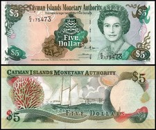 Cayman Islands 5 Dollars, 2005, P-34b, UNC