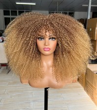 Sweece Long Curly Afro Wig with Bangs for Black Women Afro Bomb Kinky Curly Hair