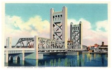 Cartolina d'epoca Ponte Torre Sacramento Milioni di Dollari Ponte Ascensore 1939