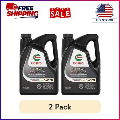 (2 pack) Castrol EDGE High Mileage 5W-20 Advanced Full Synthetic Motor Oil, 5 Qu