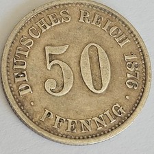 50 Pfennig 1876 A  Kaiserreich. Siber.