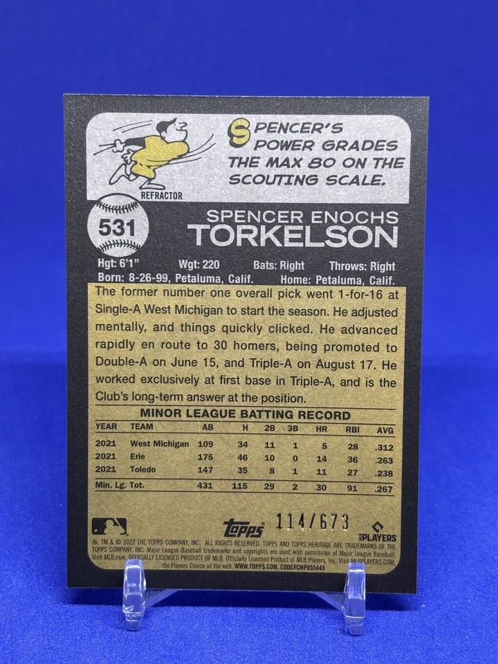 Spencer Torkelson 2022 Topps Heritage #531 Silver Refractor RC /373 - Image 2 of 2