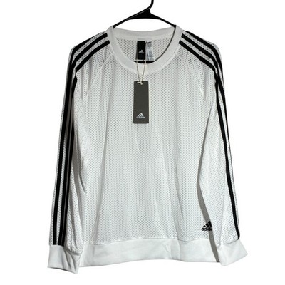 Adidas Men Sportswear WESS Mesh SW Sweatshirt White Black Sz S CZ7903