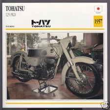 1957 Tohatsu 125cc PKD (123cc) Tokyo-Hatsudoki Japan Motorcycle Photo Spec Card
