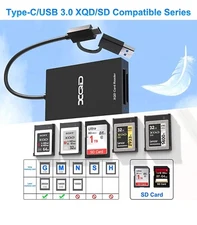 Universal 4-in-1 XQD Card MASTER Reader, USB 3.1 Dual-Slot Memory Card Reader