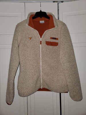 Columbia Texas Longhorns Sherpa Jacket Sz M Tan/Orange Full Zip  Lined