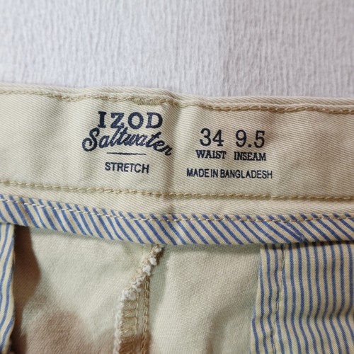 IZOD Golf Shorts Mens 34 Beige Saltwater Casual Outdoor Stretch Pockets 34x9 New - Picture 6 of 18