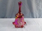 Fenton Red Carnival Glass Hand Painted Bell - White Angel Design