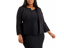 Kasper Embellished-Waist Jacket Black Plus Size 16W 400184