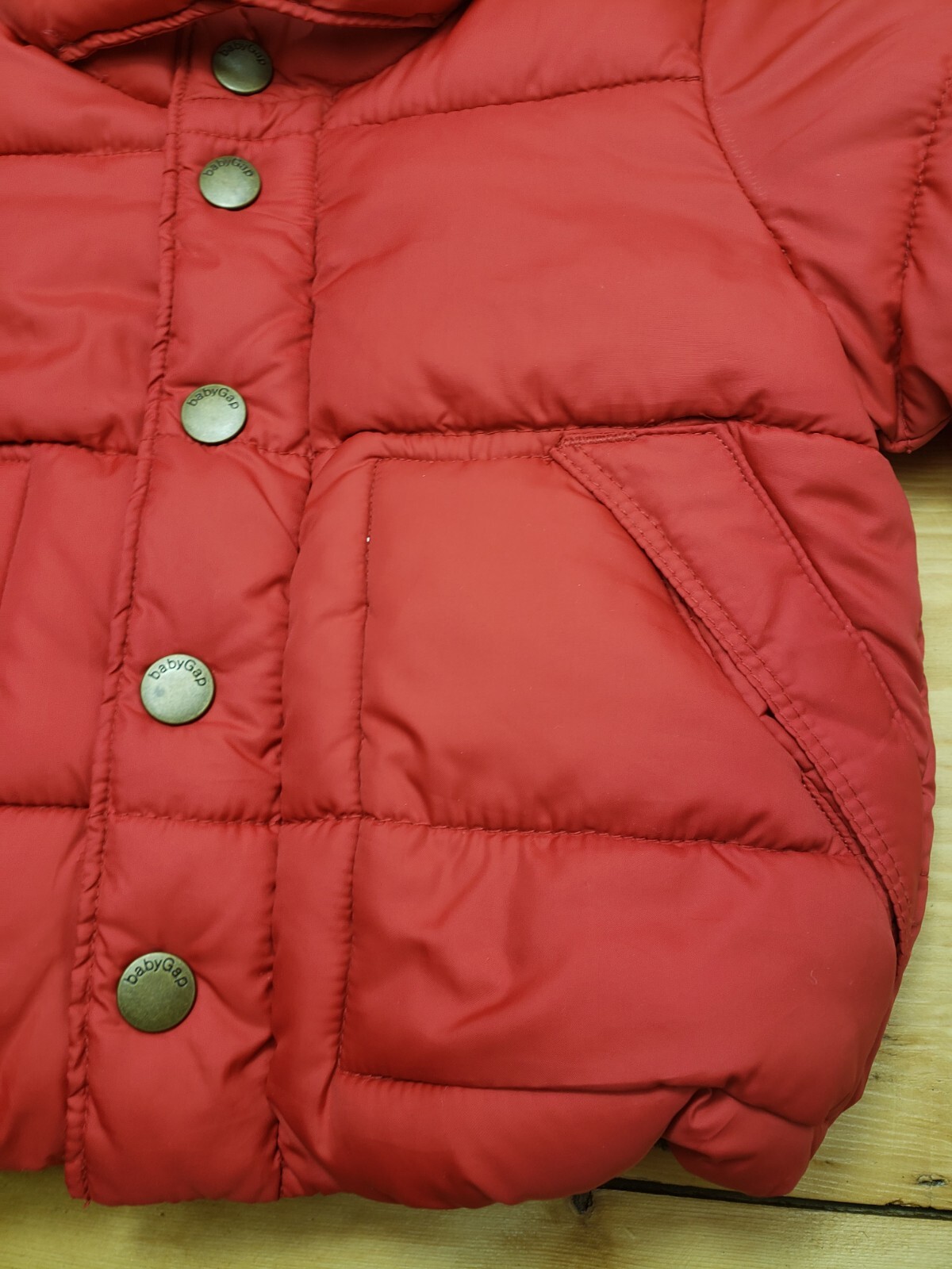 Red Baby Gap Puffer Jacket Grey Fleece winter coat Unisex Boys Hoody Coat  0-6m image 9