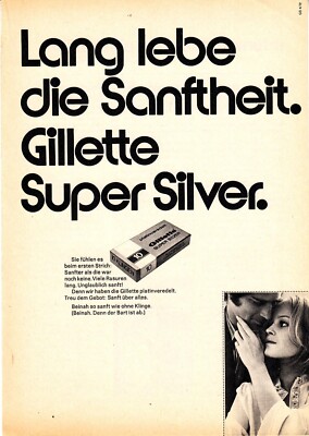 3w21429/ Alte Reklame aus 1972   Rasierklingen - Gillette Super Silver