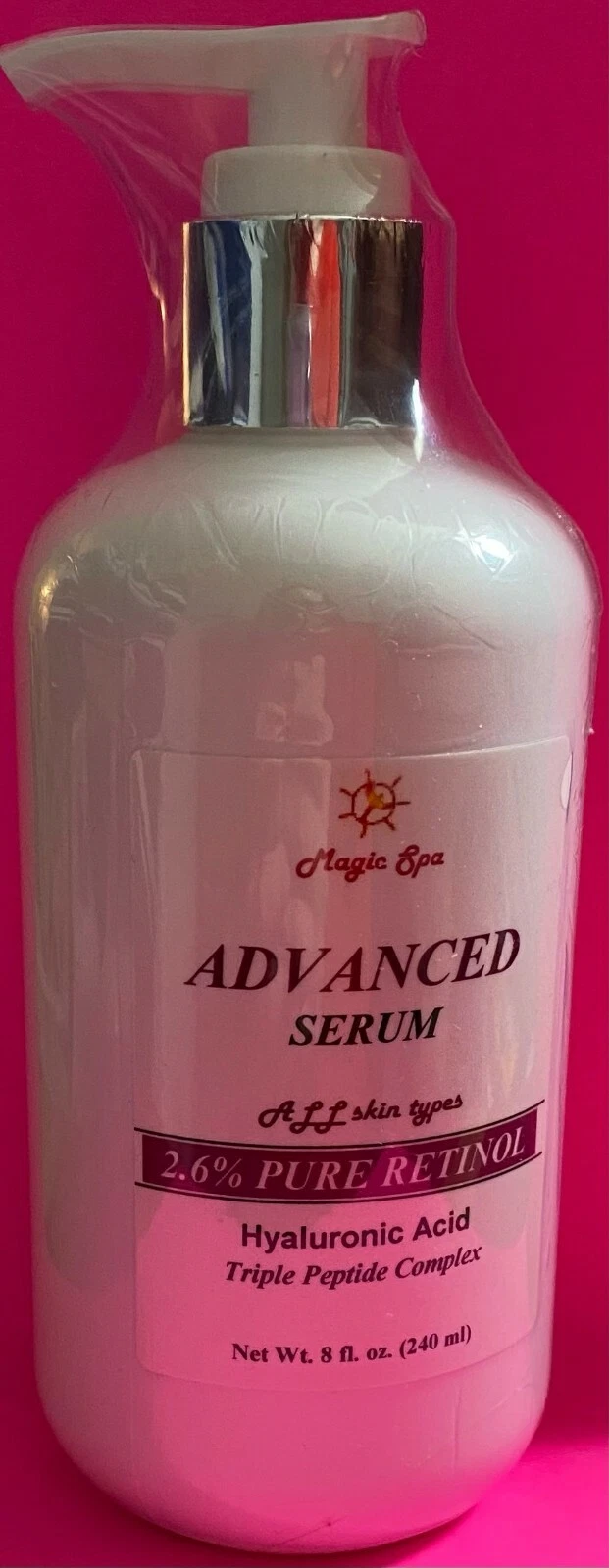 8oz Hyaluronic Acid Serum Pure Retinol 2.6% Vitamin A, Wrinkle Filler Peptides