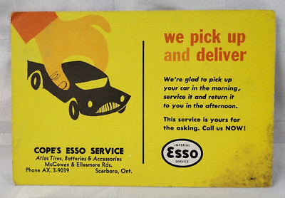 IMPERIAL ESSO COPE'S SERVICE SCARBORO ONTARIO CANADA ADVERTISING CARD GAS OIL