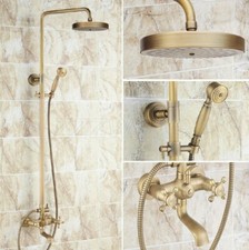 Antique Brass Bathroom Rain Shower Head Bathtub Shower Faucet Mixer Tap Zrs127