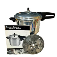 Mirro Matic 8 Quart Aluminum Pressure Cooker Canner w Strainer and Manual 92180