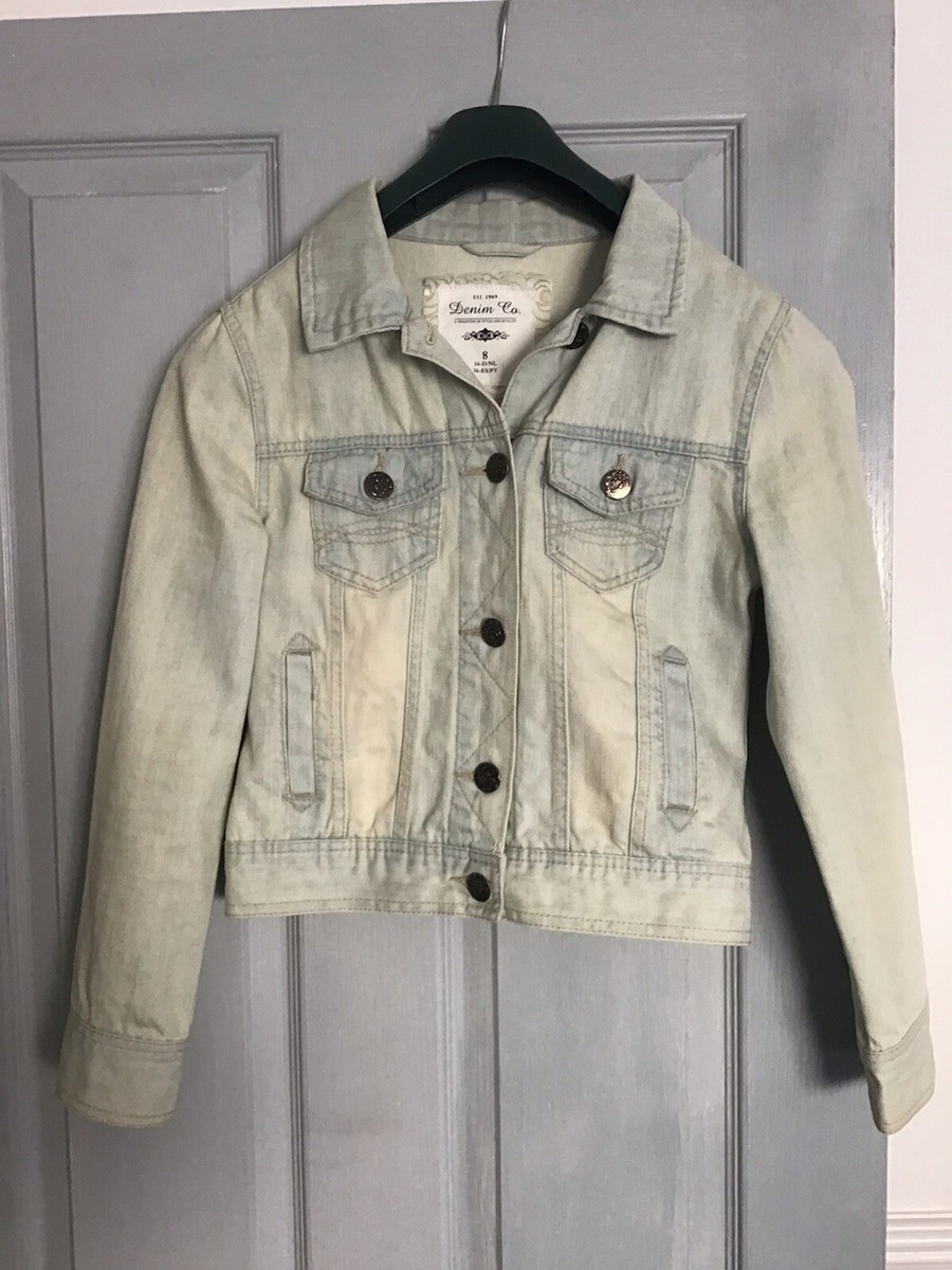 PRIMARK DENIM JACKET Bleached Light Blue Bomber Jacket UK