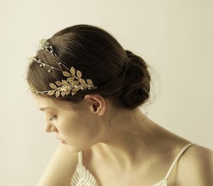 Vintage Gold Leaf Headband Rhinestone Hair Accessory Wedding