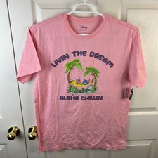 New NWT Disney Angel  Stitch Pink T-Shirt Short Sleeve Large L Aloha Chillin