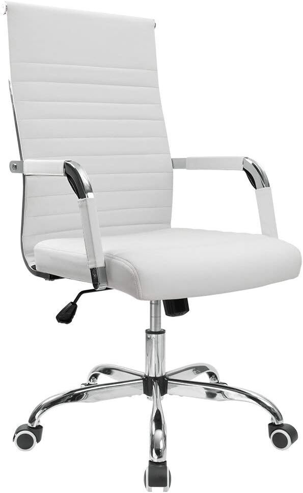 Mid-back executive office desk chair with adjustable height and swivel arms  