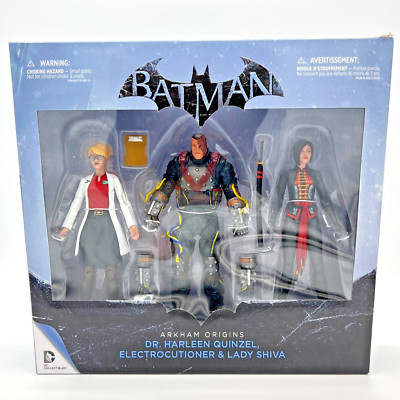 DC Batman Arkham Origins HARLEEN QUINZEL, ELECTROCUTIONER, LADY SHIVA 3-Pack NEW