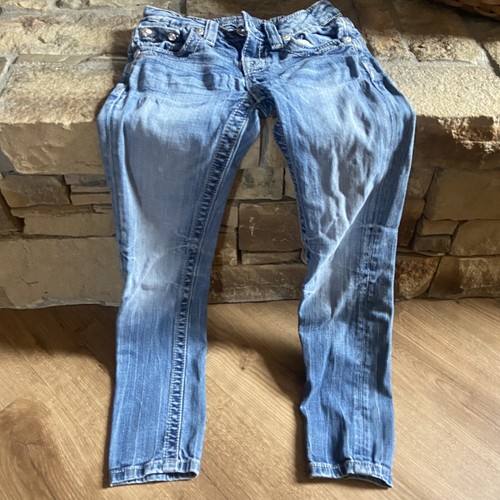 Miss Me Girls Size 7 Skinny Jeans Embroidered Rhinestone Pockets JK1074S Button - Picture 2 of 15