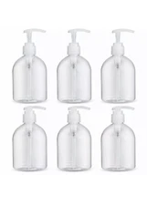 6 Pack Liquid Soap Dispenser Pump Lotion Refillable Shampoo Travel Bottle Clear