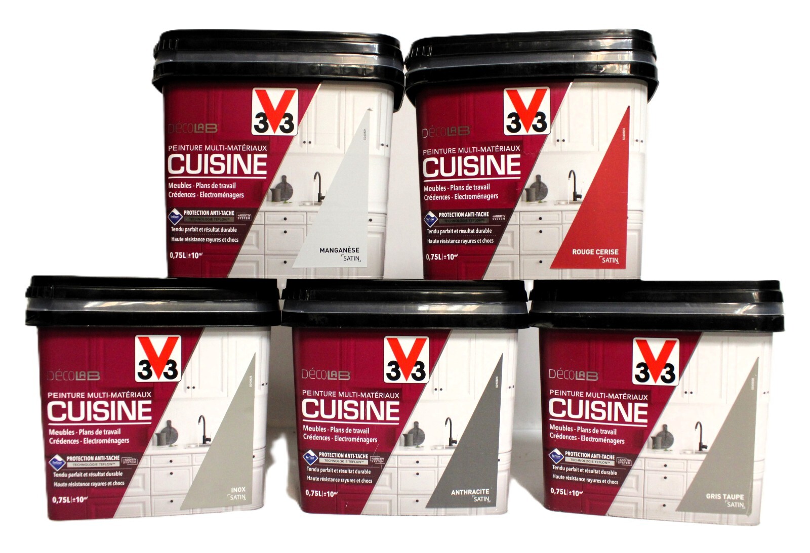 Peinture V33 Multi-Matériaux Cuisine 0,75L blanc satin pour rénover vos meubles